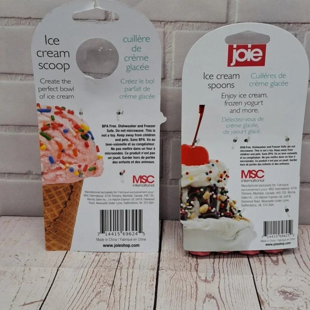 Joie Swirl 4pc Spoons And Scoop Set, Pink Teal Retro Look